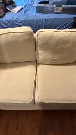Cream Fabric Two-Seat Sofa