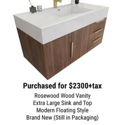 Brand New Wood Floating Vanity With Sink - $2300