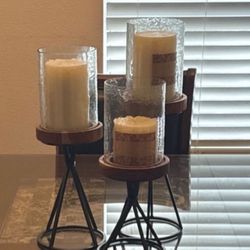 Set of 3 Hurricane Pillar Candle Holders
