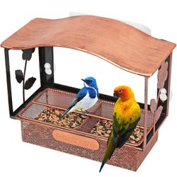 🔥 Window Bird Feeder for Outdoors with Strong Suction Cups - Metal Clear Cardinal Birds Feeders Window for Viewing, Flower Birds House Feeders for Ou