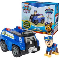 Paw Patrol, Chase’s Patrol Cruiser, Toy Car with Collectible Action Figure,...