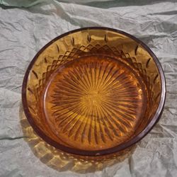 Indiana Glass Company Amber Candy Dish with no lid Princess Pattern 1970s