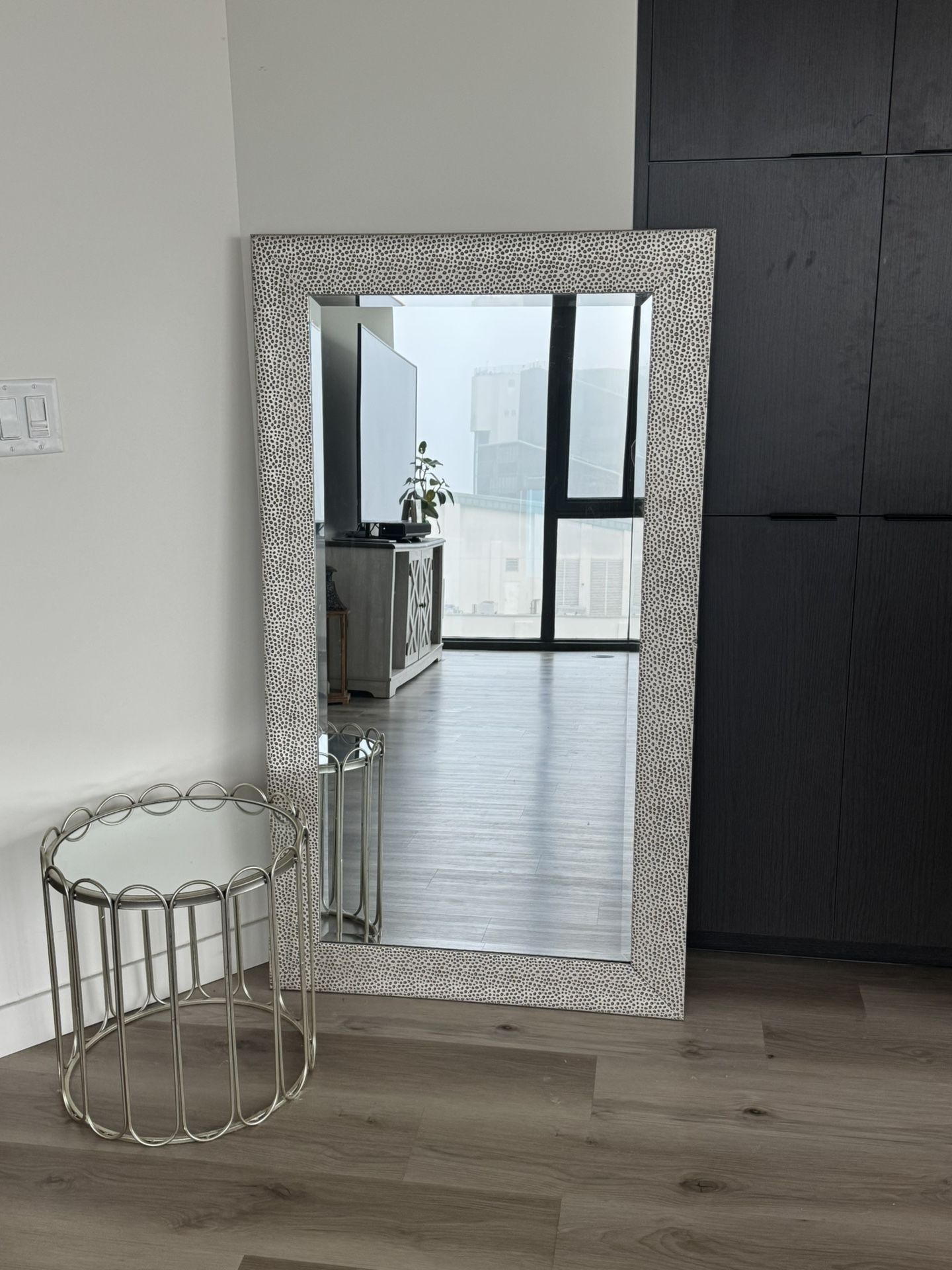 Silver Mirror And Side Table