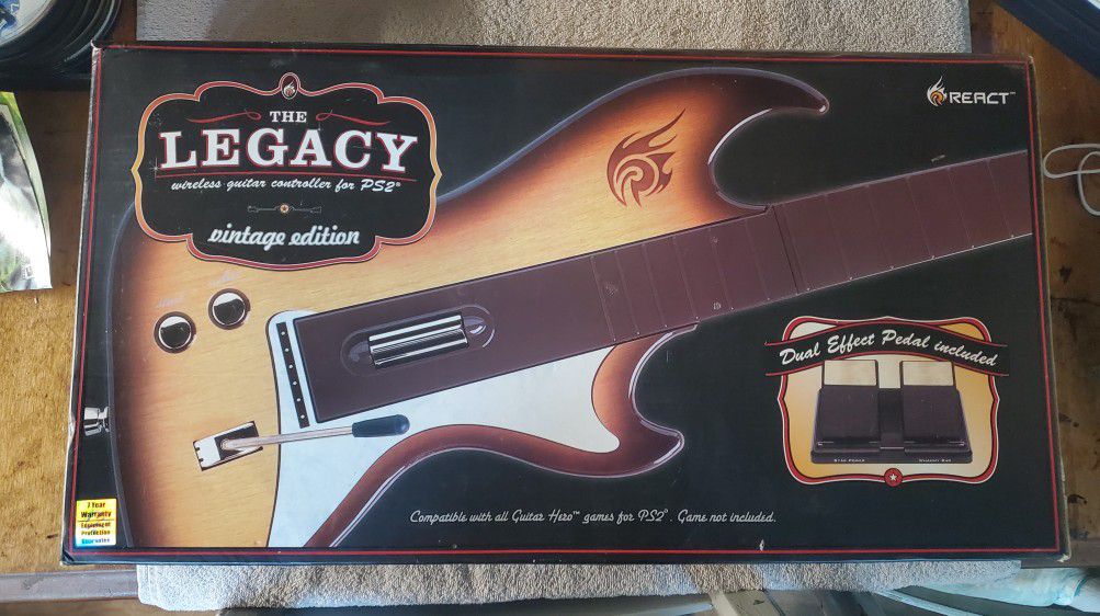 PS2 The Legacy Vintage Edition Controller with Dongle and Box~For Guitar Hero