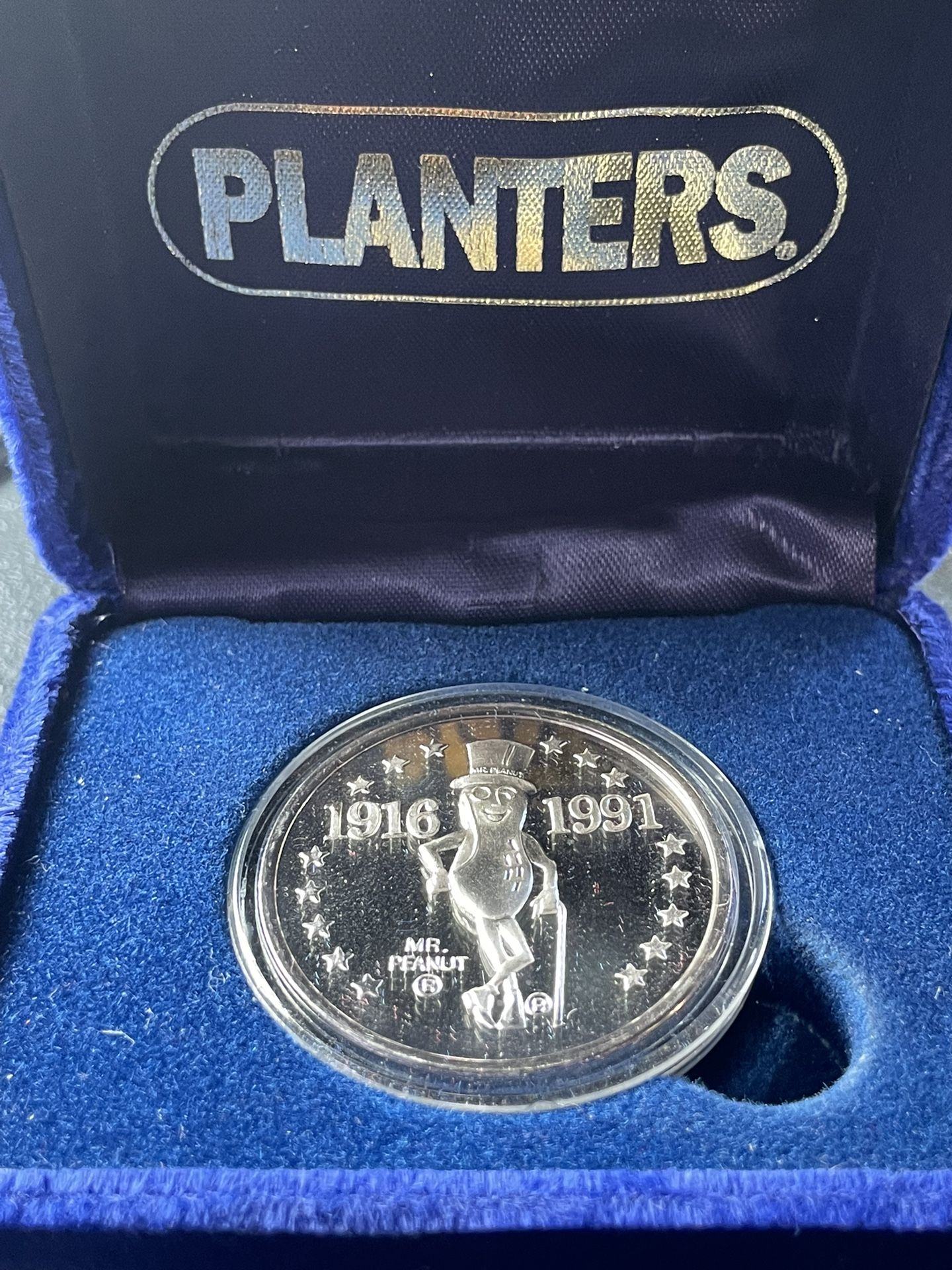 Planters Mr Peanut 1991 1oz Silver Round Vintage 