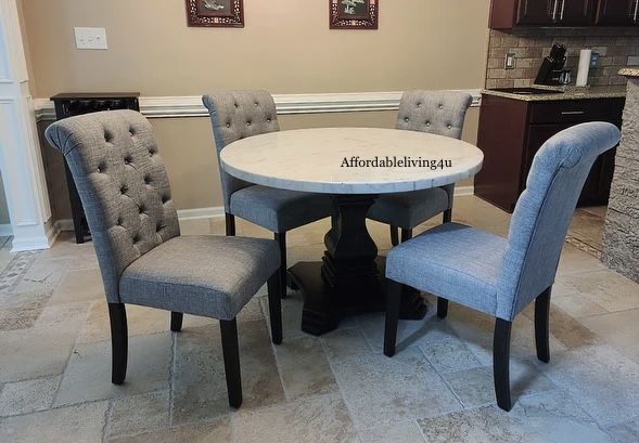 5 Pc Marble Dining Table Set Brand New In Box