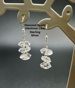 Diamond Quartz (Herkimer Like) .925 Sterling Silver Earrings