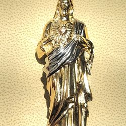 14kt gold Christ Sacred Heart 3D Pendant Charm Medallion Cristo Sagrado Corazon pendiente dije medalla