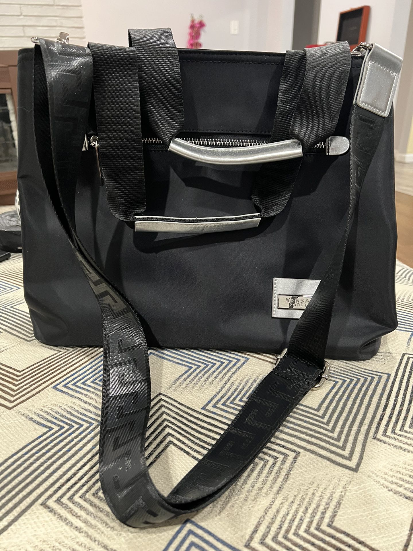Versace Parfums Black and Silver Tote