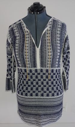 Michael Kors Women’s Long Sleeve Tunic Mosaic Dress V-Neck Gold Chain  Dress S