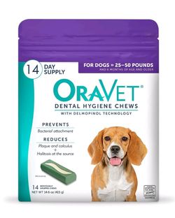 New Oravet Dental Hygiene Chews for Medium Dogs 25-50Lbs 14 Day Supply