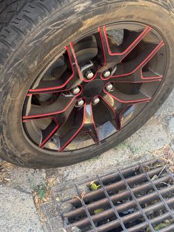 Black and Red Alloy Wheel with Tire