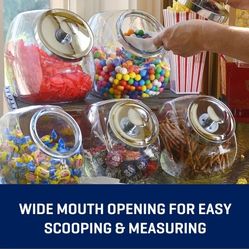 Glass Jar 3 Pack Metal Lid Cover Counter Display 1Gal Pantry Storage Candy