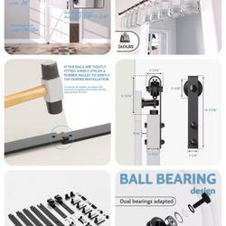 JZVXX 6FT Barn Door Hardware kit, Barn Door Track, Sliding Door Hardware kit,...