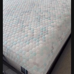 QUEEN SIZE BED FRAME ONLY  1 NIGHTSTAND  DRESSER  MIRROR   BRAND NEW IN BOX  MATTRESS NOT INCLUDED  PICK UP TODAY 