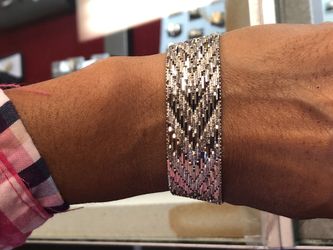 14kt White Gold Ladies or Men’s Weave link Bracelet