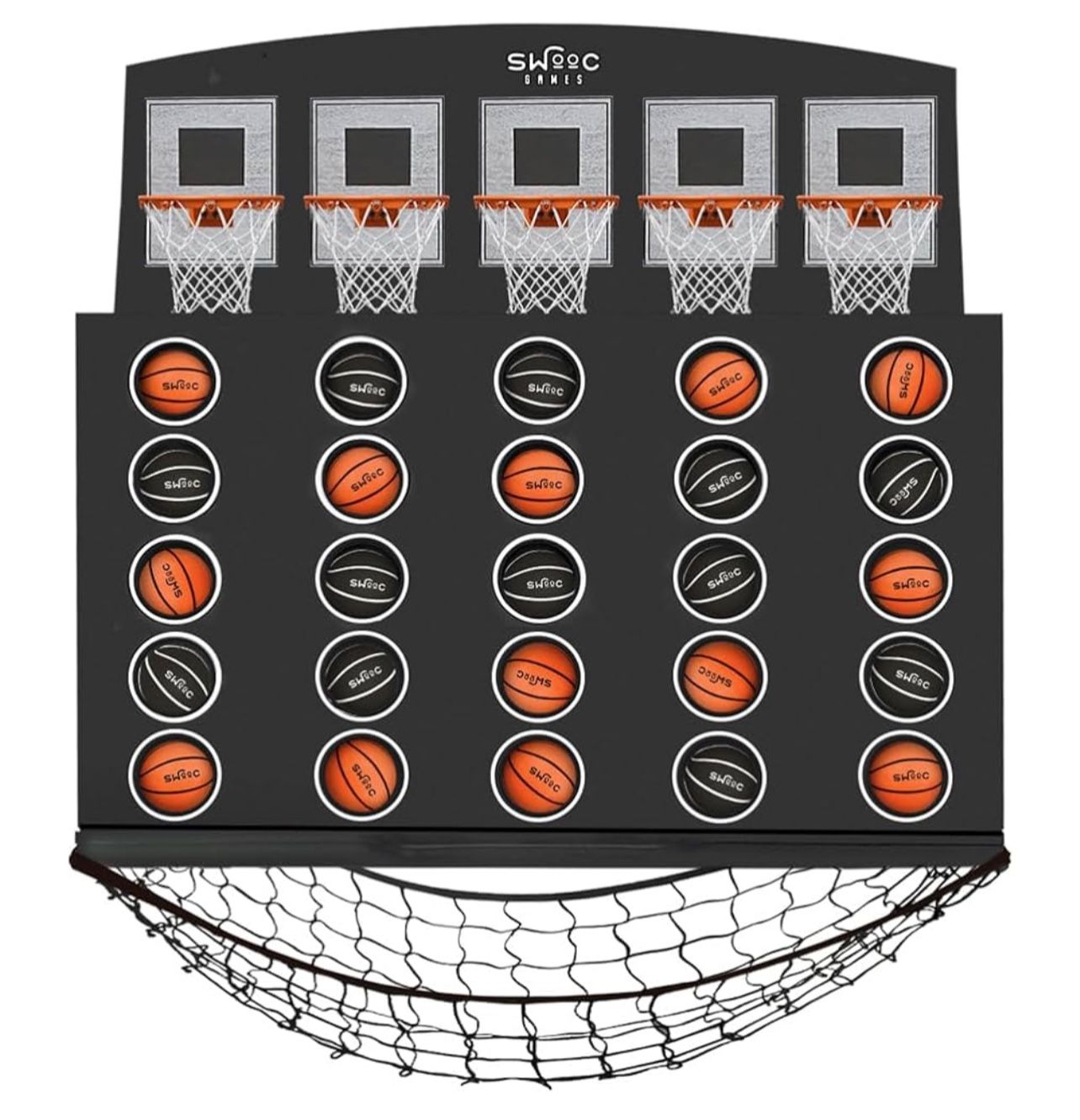 Brand New In The Box- SWOOC Games - Low Post Lineup | Wall Mounted Giant Basketball 4 in A Row w/ 5+ Games | Basketball Hoop for Room Wall Games | Gam