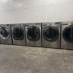 SET STACKABLE WASHER AND DRYER STAINLESS STEEL 