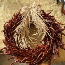 Chili Pepper Wreath And Succulent Arrangements