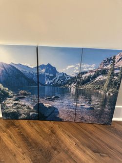 Mountain Lake Triptych Canvas Wall Art