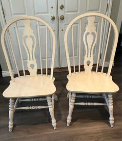 Pair of White Windsor Dining Chairs