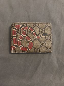 Gucci Bifold Wallet Beige GG Supreme Signature Canvas Kingsnake Snake Print