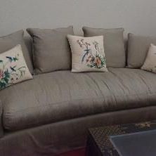Silk couch with pillows