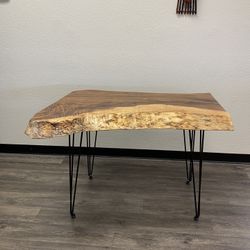 Live Edge Solid Wood Table / Desk – 45” – Hairpin Legs 