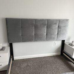 Gray queen Tufted Bed Frame