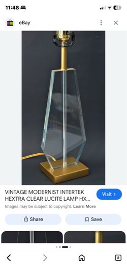 Modernist Hectra Clear Table Lamp With the Matte Gold Accent and Rectangular White shade H24”