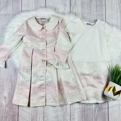 Girls 6X Blueberi Boulevard Dress Coat Set Pink Metallic Floral