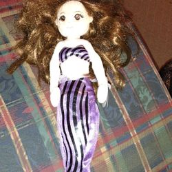 Aurora Plush Mermaid Doll Purple Tail Girl Stuffed Toy SPARKLE 17” Head To Tail