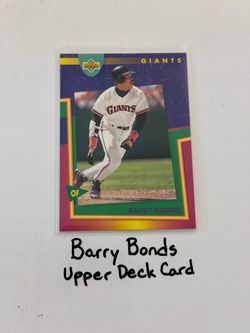 Barry Bonds San Francisco Giants All-Star Outfielder Upper Deck Card.