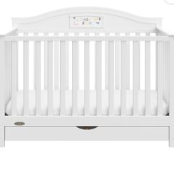 Graco Story 5-in-1 Convertible Baby Crib with Drawer and Reversible Headboard, White