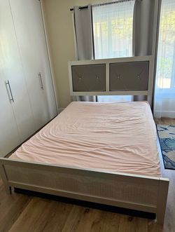 Queen bed frame with mattress
