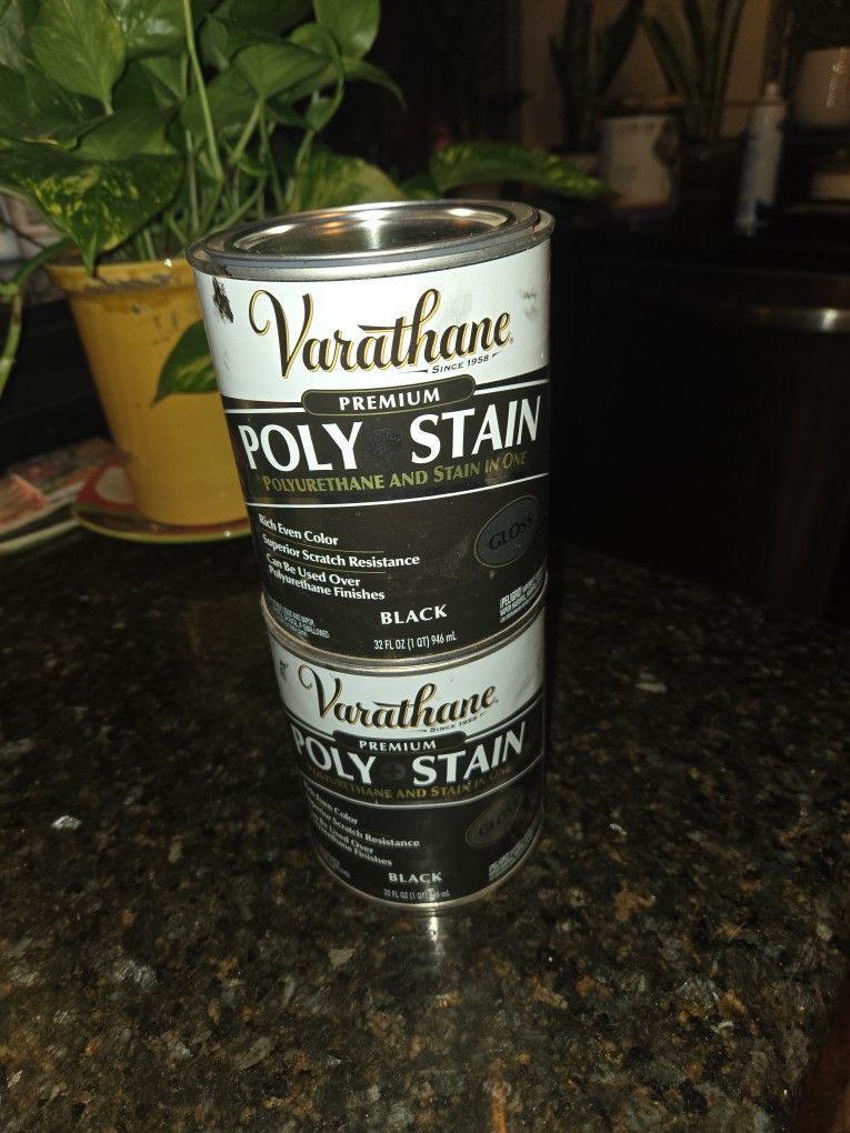 Two Full 32oz Cans Premium Poly Stain Black