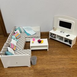 Doll Furniture, Living Room Set -Includes Accessories Shown -Fits 14” to 18” Dolls