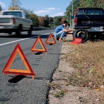 Full Set Of Reflective Emergency Triangles In Excellent Like New Condition