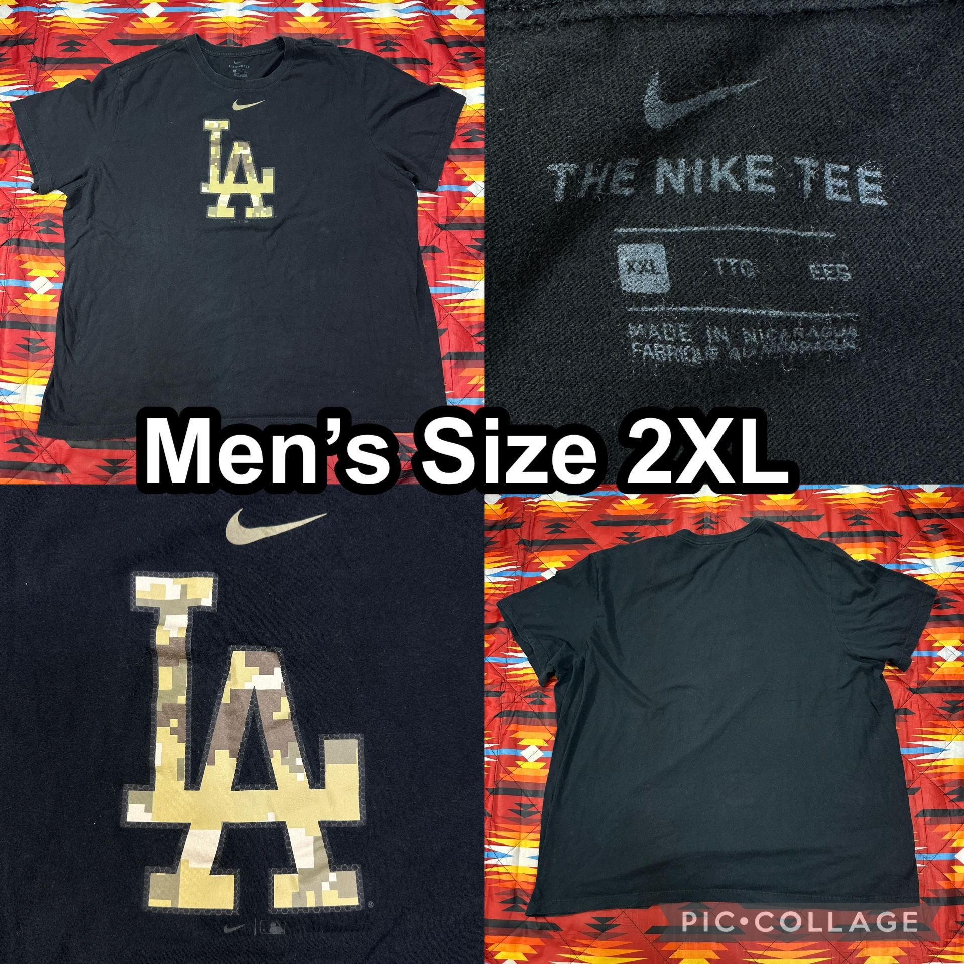 MLB Los Angeles Dodgers T-Shirt Men Size 2XL Digital Camo Nike Center Check