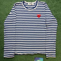 Comme Des Garçon play striped red heart women’s longsleeve