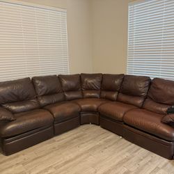 Brown Leather Couch 