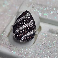 Gorgeous Pave 925 Sterling Silver  Ring Size 6