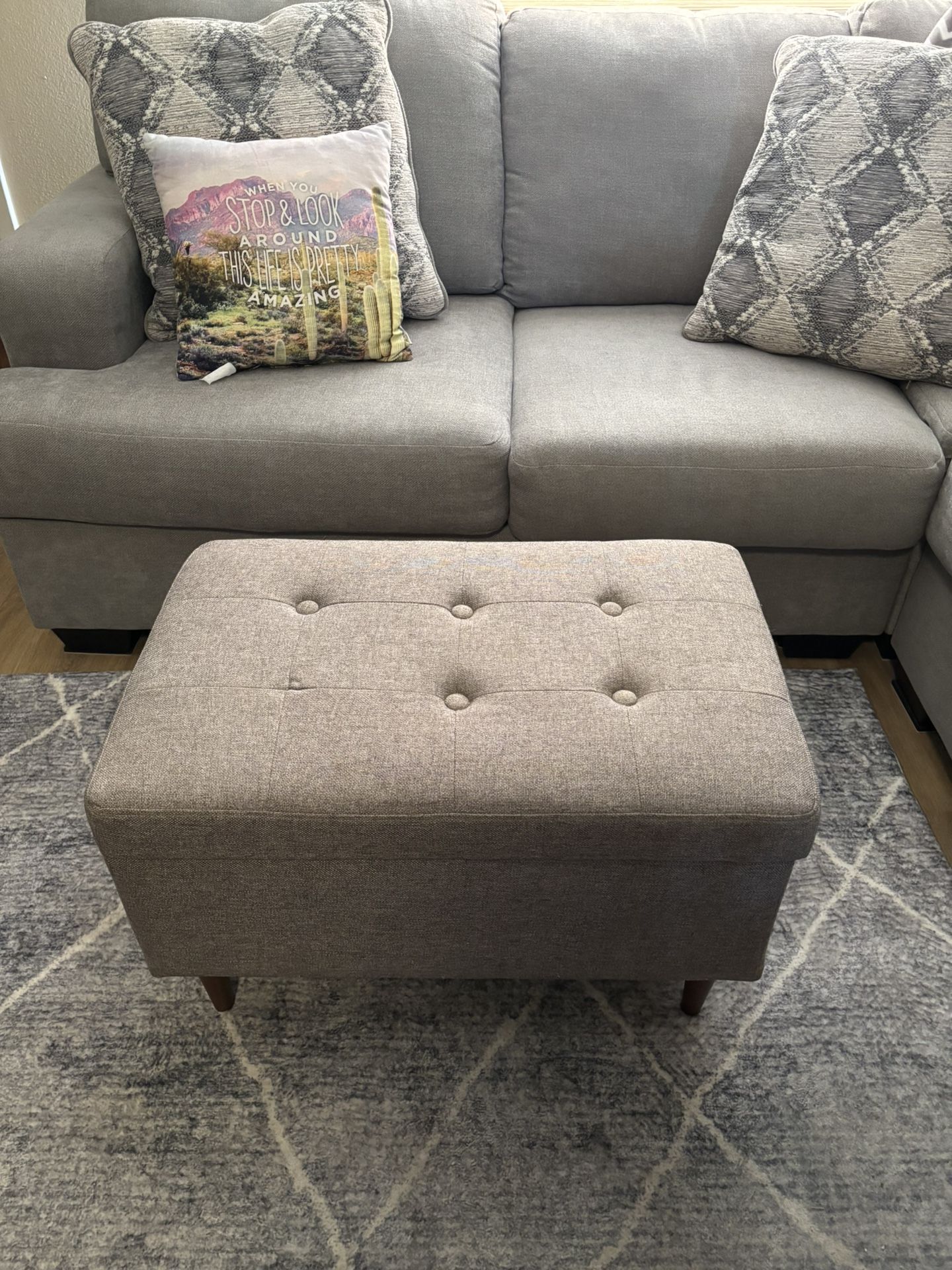 Gray Ottoman With Storage