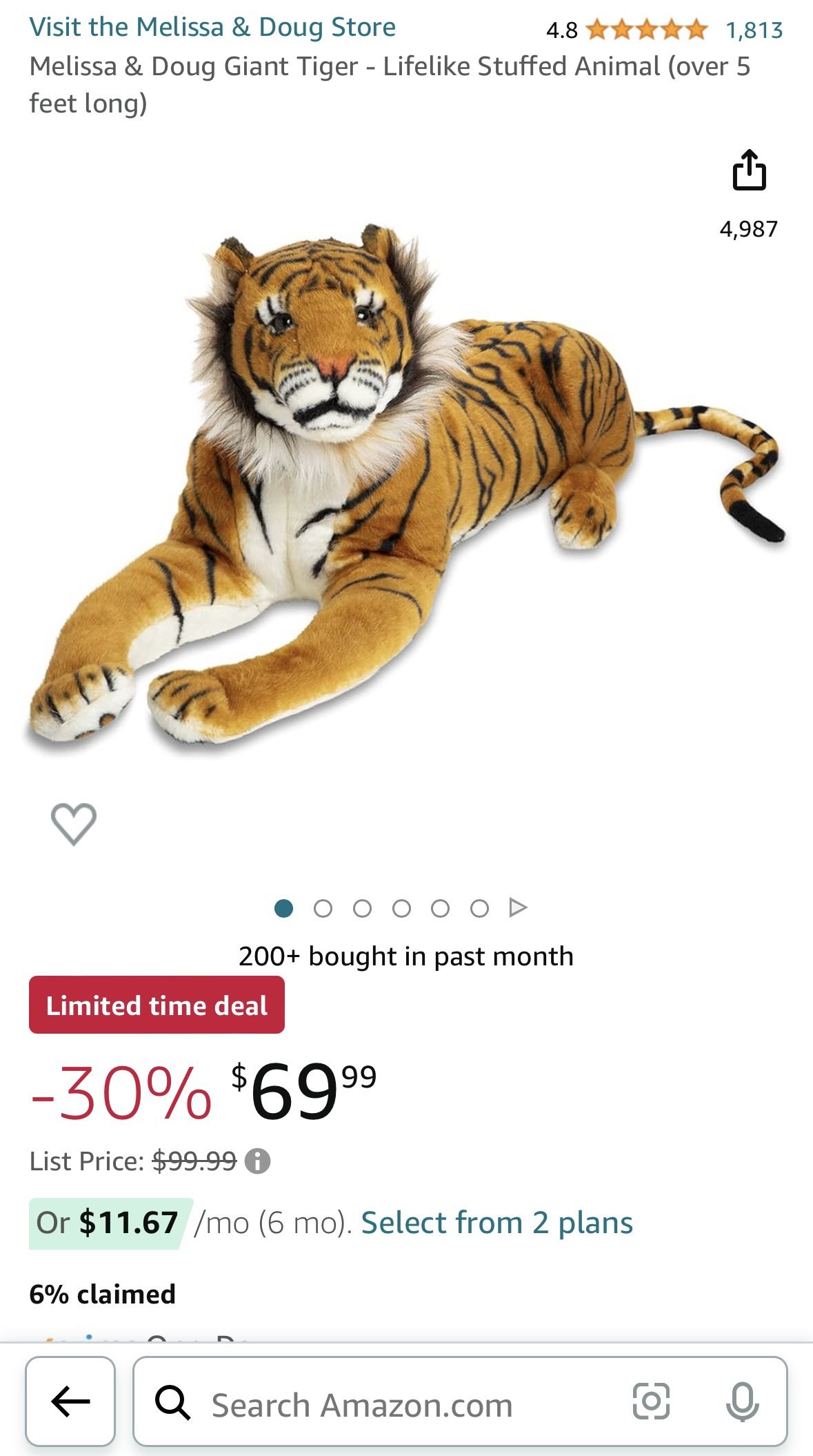 Giant Stuffed Tiger