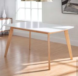 Mid Century Modern Wood Dining Table - White/solid wood