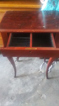 Wooden table with deaw