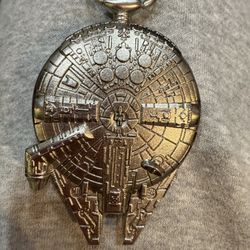 Star Wars Millennium Falcon Pocket Watch 48mm Star Wars Silver Tone 