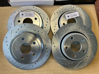 Jeep Grand Cherokee 2011 Front & Rear Drill Slot Rotors Ceramic Brake Pads