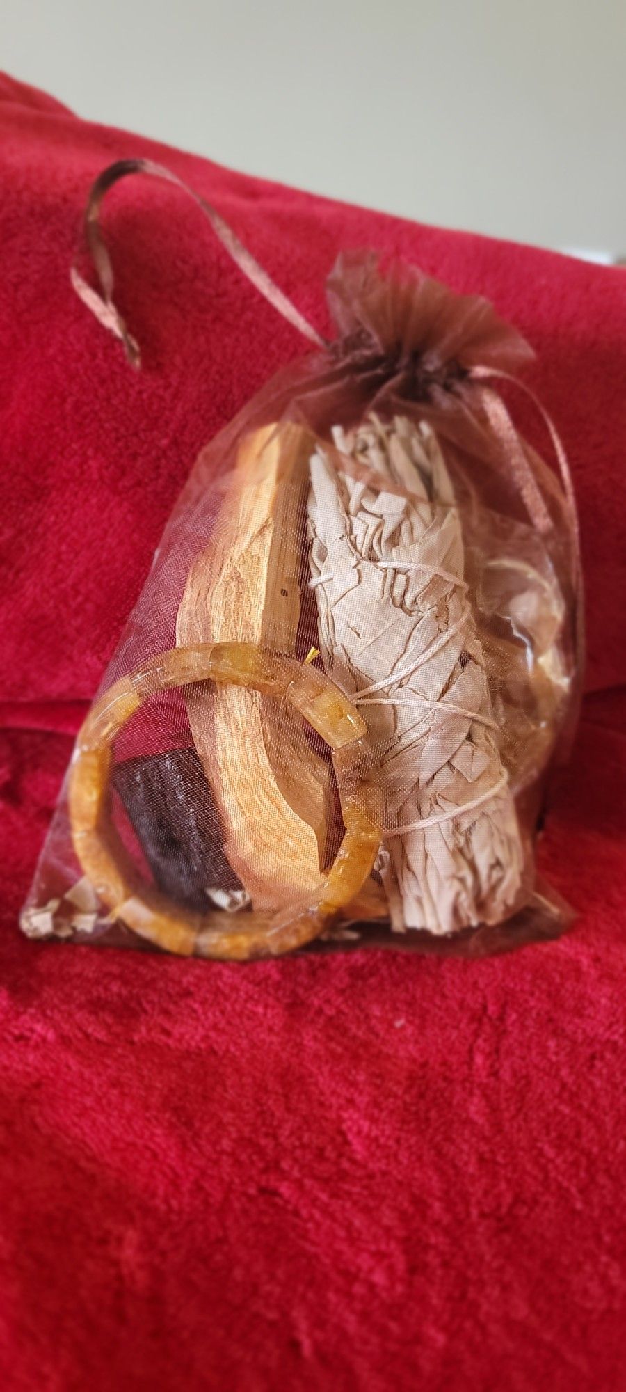 Palo Santo ,Sage, Tourmaline And Citrine Bracelet