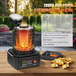 3KG Gold Melting Furnace Kit, 2000W 2192℉ Automatic Digital Electric Melting Furnace, Metal Melting Furnace with Graphite Crucible, Furnace for Gold, 